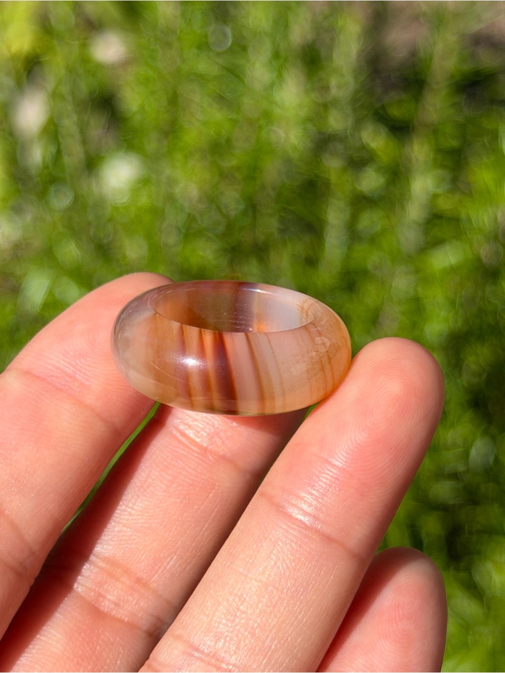Size 7.25 natural banded Montana agate ring 1855